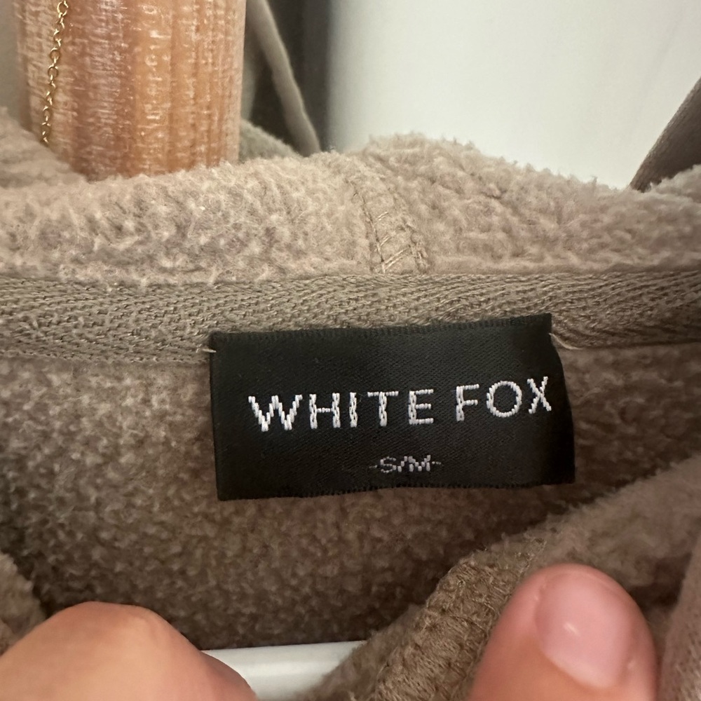 White Fox Tan Hoodie Sweatshirt - Picture 4 of 5